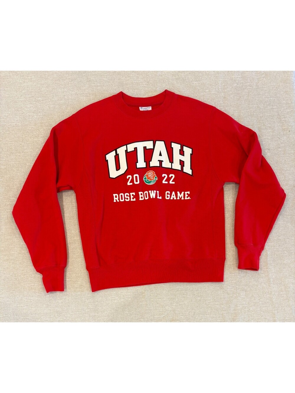 Champion Reverse Weave Utah Utes 2022 Rose Bowl Game Red Crewneck Sweatshirt Med